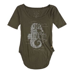 Jedidiah Womens Under The Sea Graphic T-Shirt, Green, NWT